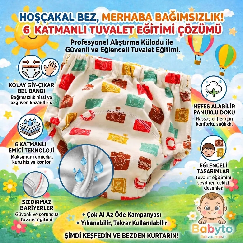 Babyto® Tuvalet Eğitim Külotu (%100 Pamuk)